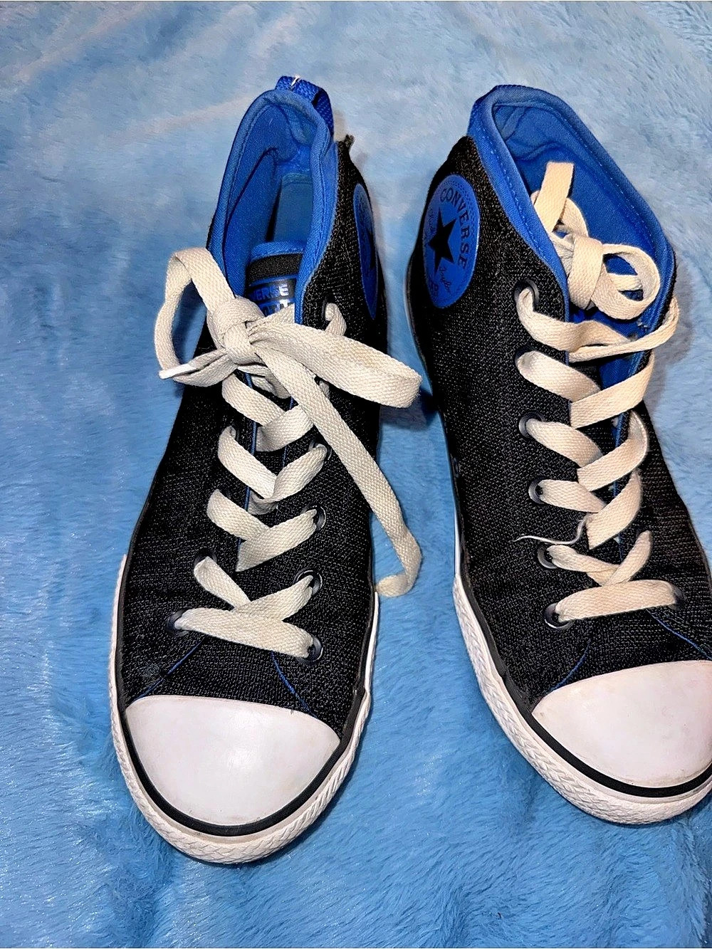 Converse Chuck Taylor All Star High Top Sneakers Black Blue Girls US 6/UK 5.5